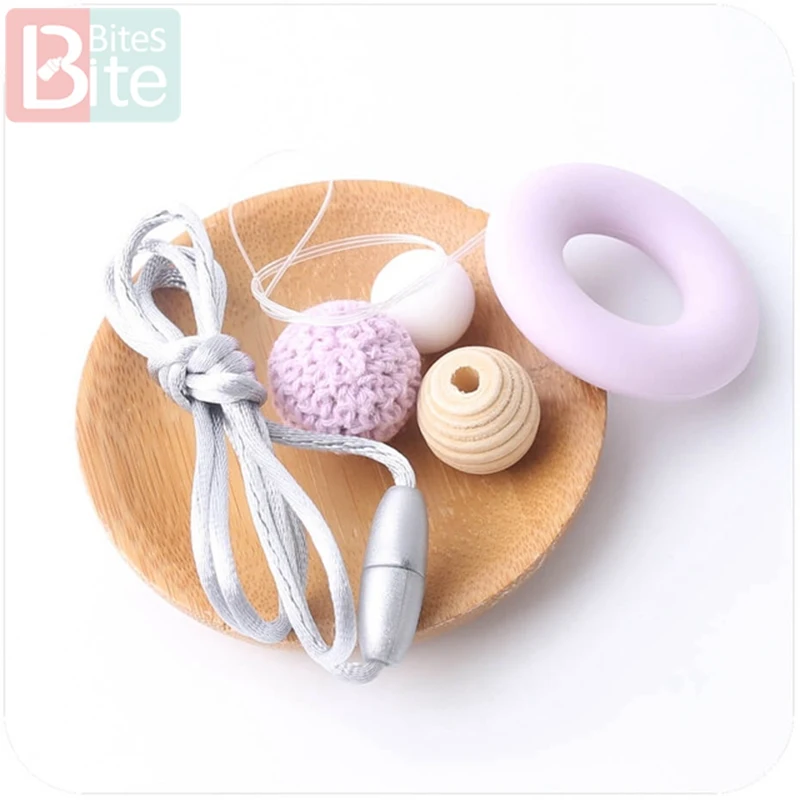 Purple DIY Set 1 набор, Прорезыватель для зубов из силиконовых бусин, набор для самостоятельной сборки, силиконовое кольцо для мамы, подарок на день рождения для ребенка, не содержит бисфенол, ожерелье для ребенка, Прорезыватель для зубов - Цвет: Purple DIY Set