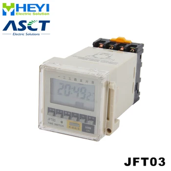 

Weekly Programmable LED digital timer switch1 N/O 1N/C JFT03 AC 220V Panel time relay controller with base