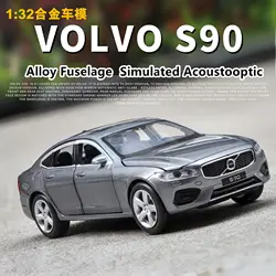 1:32 Volvo s90 модель автомобиля из сплава, 6 дверей, звук и световая коллекция, подарок, оттягивающее транспортное средство