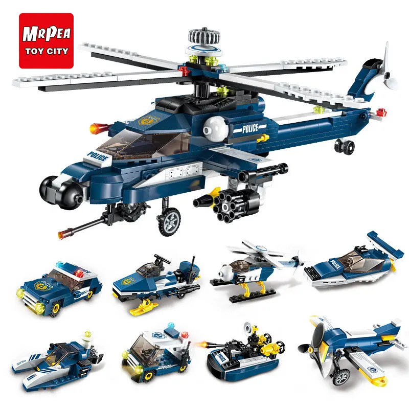 

381Pcs Military Storm Gunship Helicopte Building Blocks compatible Legoing Military City Police Fighter Bricks Toys for Children