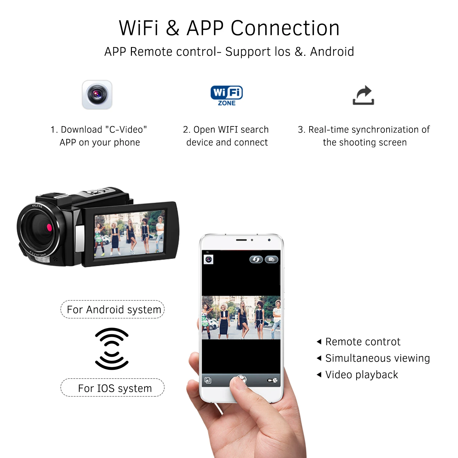 Andoer 4K WiFi цифровая видеокамера DV рекордер 30MP 16X цифровой зум ИК ночного видения с 2 батареями микрофон