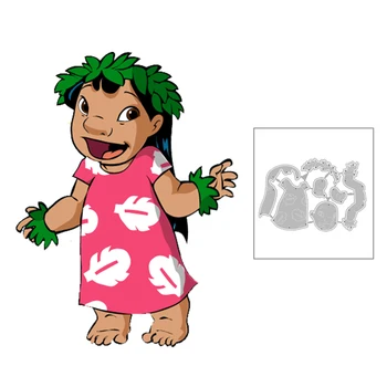 

2020 New Animation Little Girl Dress Wreath Embossing Metal Cutting Dies For Scrapbooking Card Paper Photo Album Making no stamp