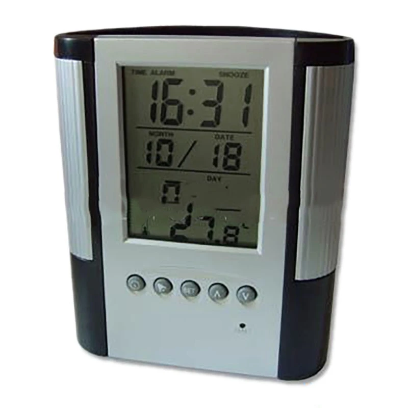 GAESHOW Innovativo Orologio elettronico Digitale con portapenne LCD con Custodia per Penna con visualizzazione della Temperatura del Calendario perpetuo 