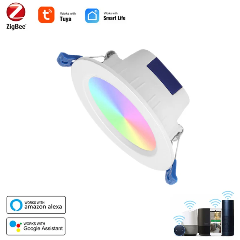 Tuya Smart Down Light 10W Zigbee 3.0 Led Down Light Rgb + Luce Fredda E Calda Lampada Dimmerabile Multicolore Supporto Alexa Echo Smart Life