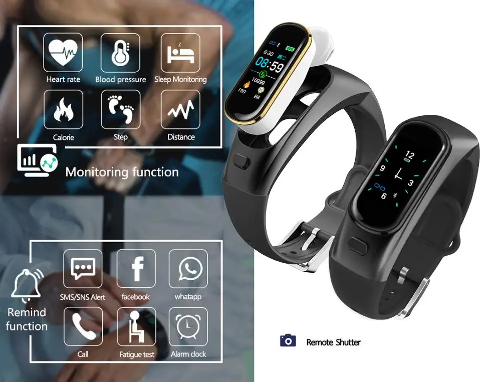 H109 Смарт часы Bluetooth наушники умный Браслет кровяное давление монитор сердечного ритма часы для мужчин Фитнес Спортивный Напульсник для женщин