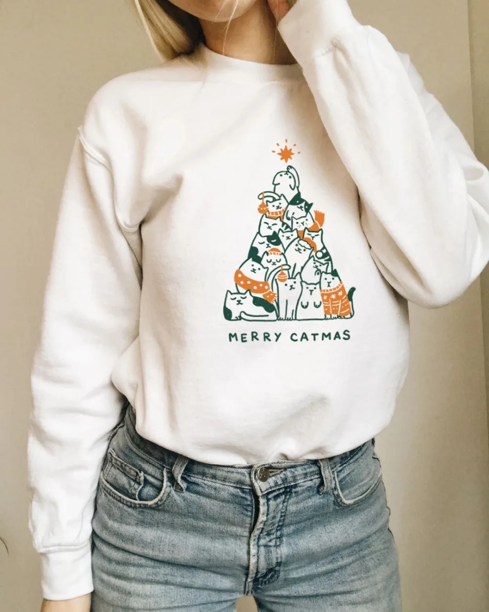 1277 20 De Réductionjoyeux Noël Couleur Sweat Décontracté élégant Drôle Noël Mode Vêtements à Capuche Joyeux Noël Chat Pull Tenues On Aliexpress