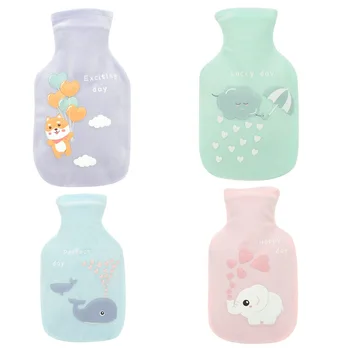 

Hot Water Bottle Silicone Rubber With Cute Plush Cover Irrigation Hand Warmers Reusable Palace Warm Bag For Kids Parents Gifts