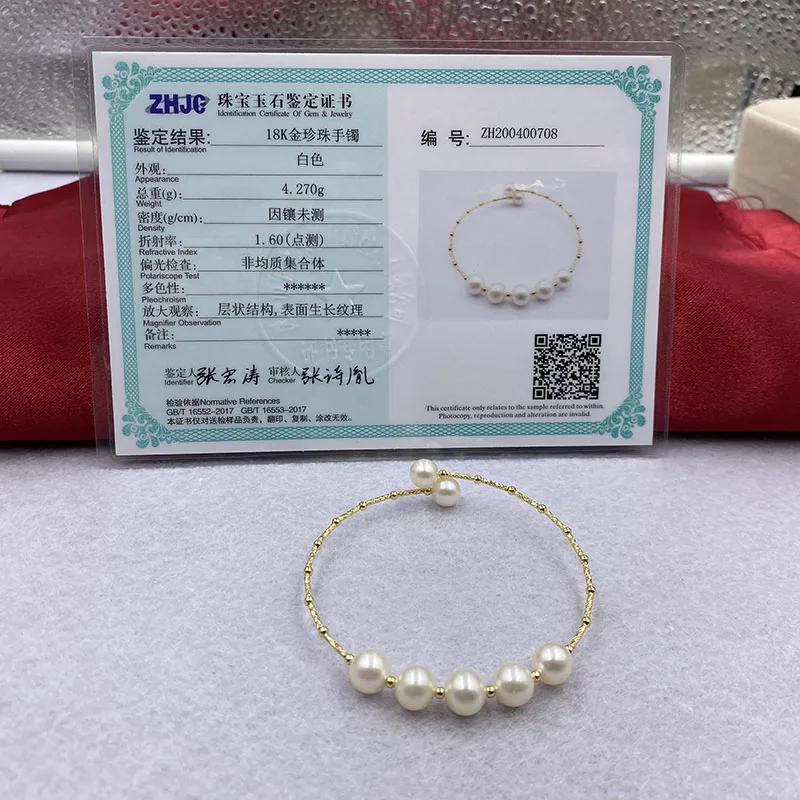 Женский браслет из натурального жемчуга 18 карат диаметр 7 8 мм|bracelet bangle for women|bracelet