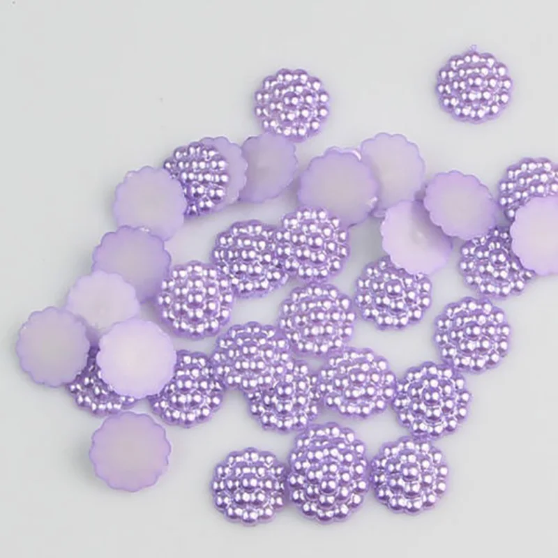 

100Pcs/lot Imitation Pearls Half Round Flatback Buddha Head Flower Beads Wedding Cards Embellishments About 10mm DIY Decoration