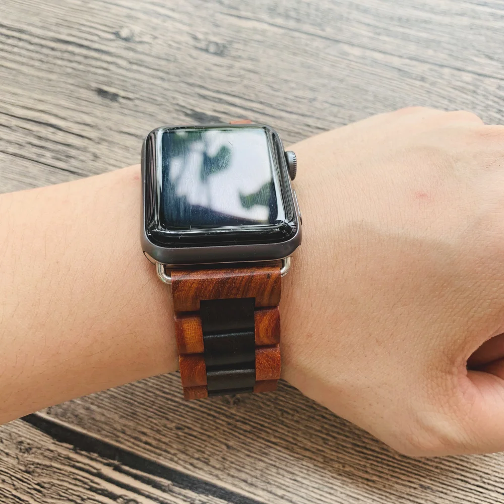 Ремешок из бамбукового дерева ручной работы для Apple Watch 42 мм 38 40 44 деревянный