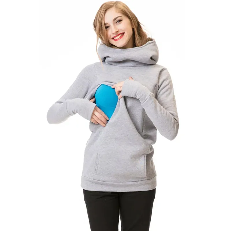 Maternity Sweatshirt Women Nursing Maternity Long Sleeves Hooded Breastfeeding Hoodie Pregnant Women Long Sleeve Hooded Sweater Maternity Clothing