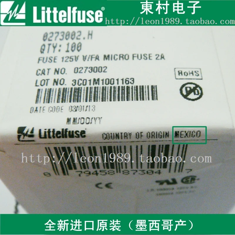 Американские Специальные силы 0273002 Littelfuse предохранители 125V 2A LFMX Цилиндрический предохранитель