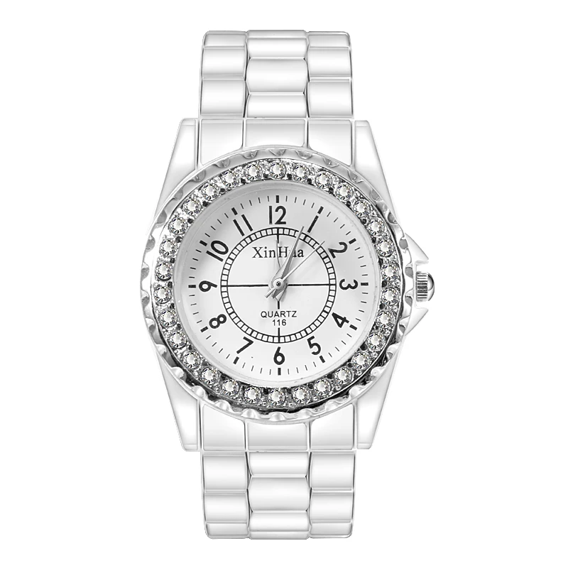 White Женские часы reloj dama роскошные часы-браслет со стразами женские модные женские часы erkek kol saati - Цвет: White