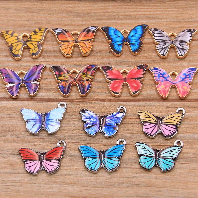 10PCS 4 Styles 8 Color Alloy Metal Drop Oil Colorful Butterfly Charms Animal Pendant For DIY Bracelet Necklace Jewelry Making