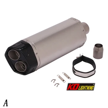 51mm Motorcycle Exhaust Dual Tail Pipe Without Silencer Stainless Steel 420mm Exhaust System Modified For ATV Street Bike