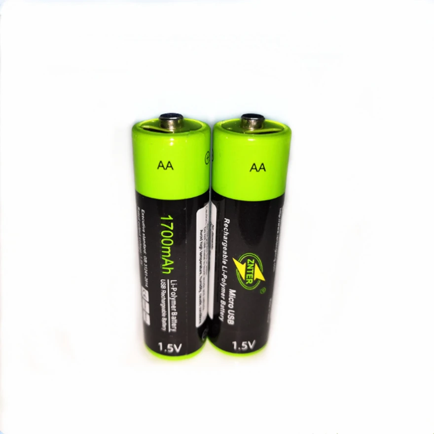 

Hot sale 2pcs/lot ZNTER AA Rechargeable Battery 1.5V AA 1700mAh USB Charging Lithium Battery Bateria without Micro USB Cable