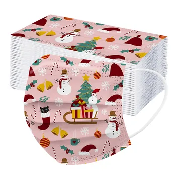 

50PCS Three-layer Disposable Adult Masks Dustproof Protective Cartoon Printing Mask Unisex Dustprooof Non Woven Face Cover