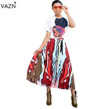 VAZN Лето Женская Повседневная модная популярная Удобная разноцветная эластичная юбка до щиколотки LSD8310