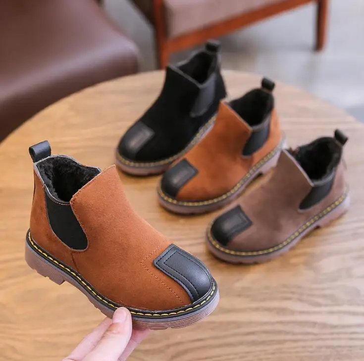 

Winter Rain Martin Boots Boys Children's Shoes Girls Short Boots England Leather Girls Warm Boot New