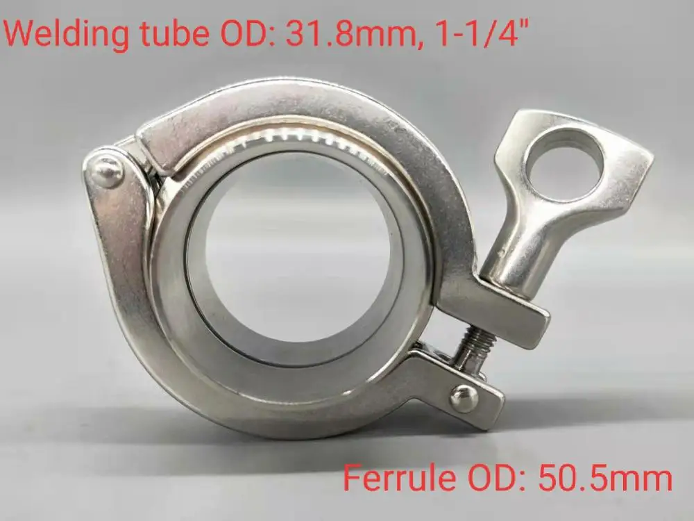 1-1/4" Welding Tube OD 31.8 mm Sanitary Tri Clamp Ferrules Union Set 304 Stainless Steel for Homebrew