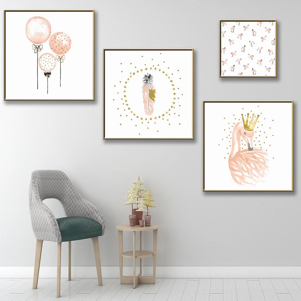 Настенная картина с рисунком короны лебедя шара шлейфа Декор на холсте плакаты и