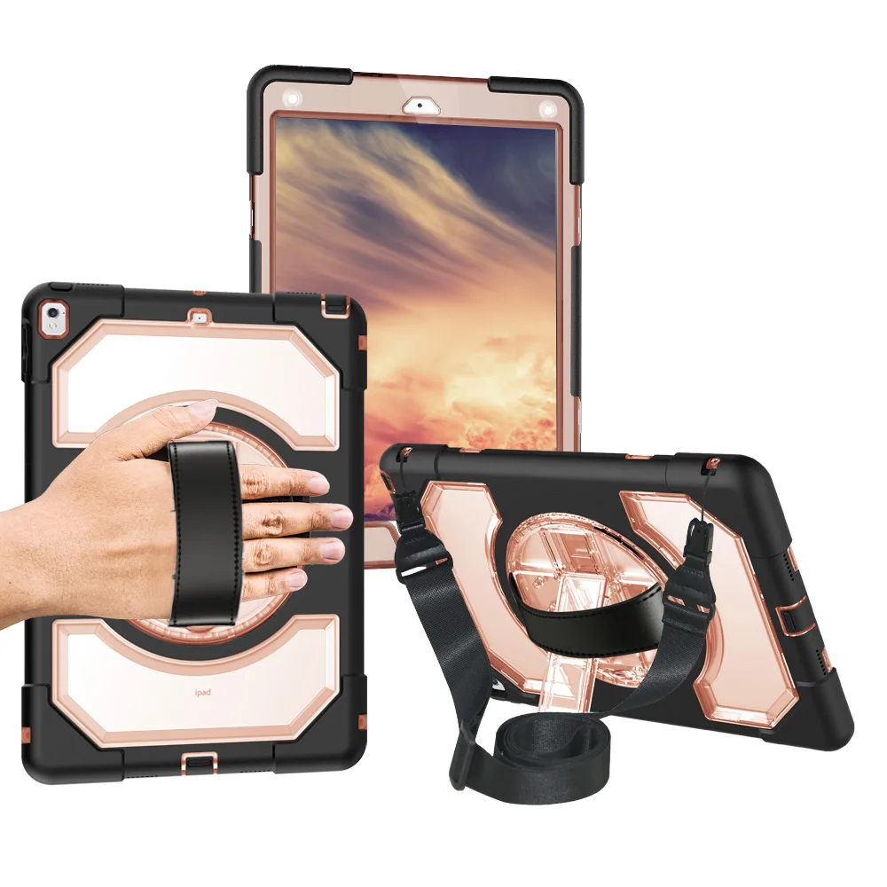 

Miesherk Case for iPad Pro 10.5 Heavy Duty Armor Defender Protection Cover with 360 Rotating Kickstand Shoulder Strap FHL01
