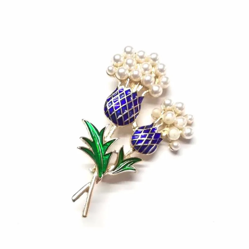 

European Style Retro Pineapple Tree Drip Glaze with Pearl Western Elegance Brooch Accessories Corsage Ladies'