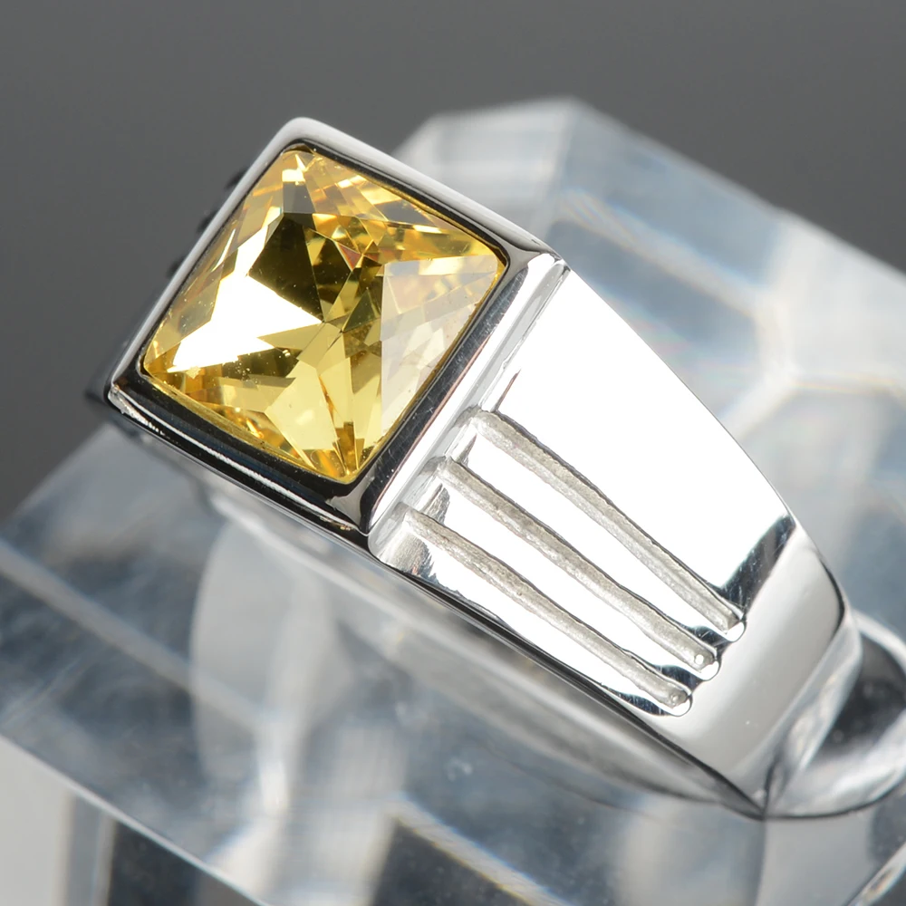 316L Stainless Steel Ring Men Women Color Zircon Stone Fashion Classic Promise Engagement Jewelry For Couple Finger Ring Wedding Rings Stainless Steel Ring Ring Set Couples Rings