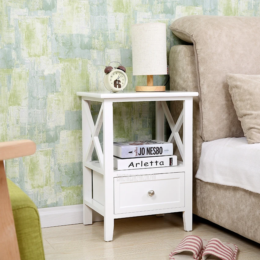 Single Drawer Bedroom Nightstand Simple Small Wood Bedside