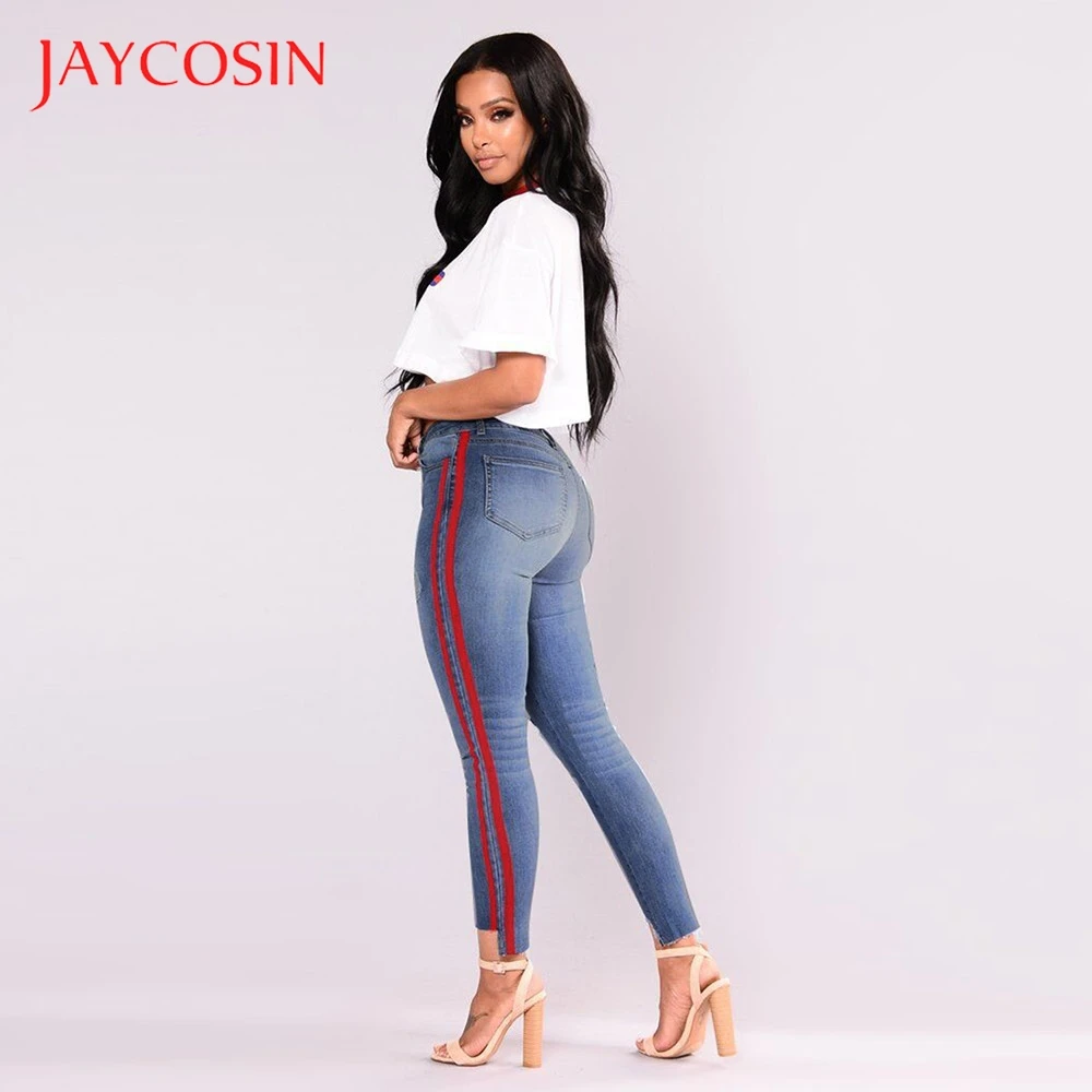 JAYCOSIN Узкие рваные джинсы с дырками, женские Джинсы бойфренда с высокой талией, рваные Стрейчевые узкие брюки, джинсы для женщин