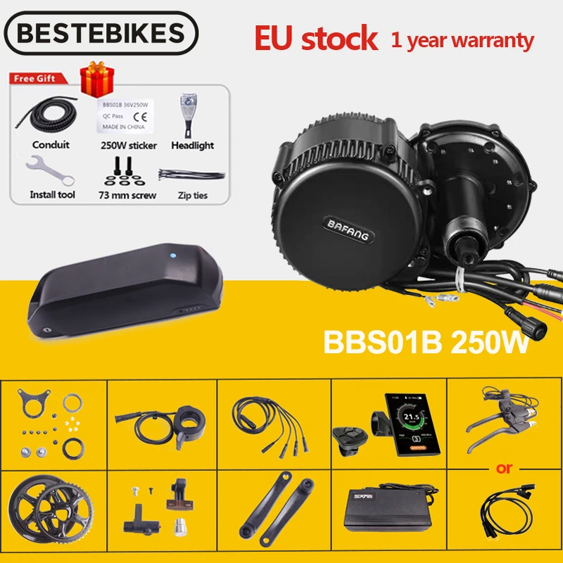Bafang 36V 250W BBS01B BBS01 Mid Drive Motor Electric Bike Ebike Conversion Kit 36V21AH Lithium Battery Samsung Cell Kits | Спорт и