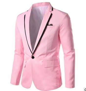 pink Men Casual Solid Slim Fit Blazer Mens Wedding Dress Coat Plus Size 5XL Autumn Fashion Social Business Male Suit Jacket - Цвет: pink