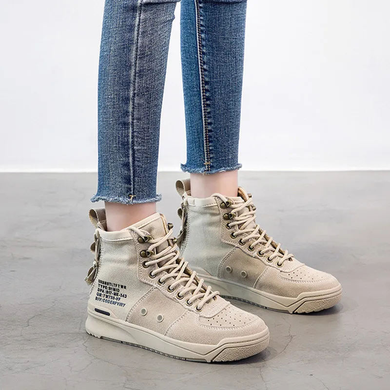 High top Women Running shoes outdoor Breathable anti skid side zipper