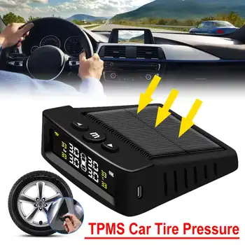 

External 4 Sensor Solar Power TPMS Car Tire Pressure Alarm Monitor System Auto Security Alarm Systems Tyre Pressure Temperature