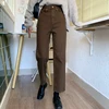 2022 autumn New Brown Straight Denim Vintage Slender Office Lady Jeans Women Trousers High Waist Large Size Pants Female KZ703 ► Photo 1/6