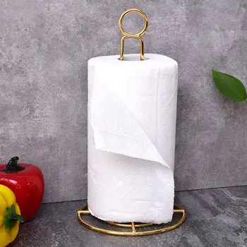 

Nordic Style Gold Roll Paper Rack Metal Standing Tissue Napkin Holder Home Decor 63HF