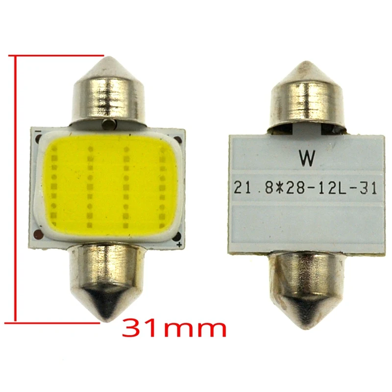 White 31mm Белый 12 Led Купол фестон свет Cob C5W C10W лампа 31 мм 36 мм 39 мм 42 мм Автомобильные светодиодные лампы лампа для чтения номерного знака двери резервная лампа - Испускаемый цвет: White 31mm
