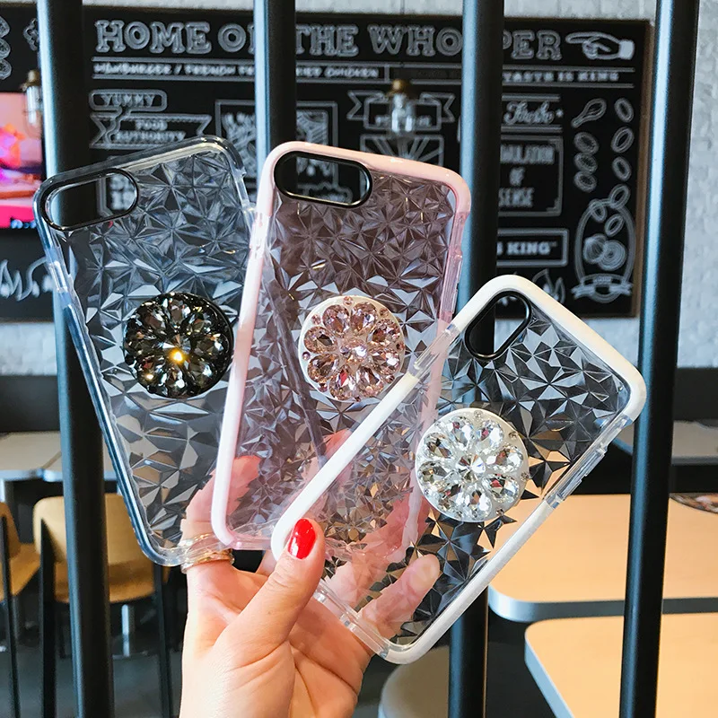 3D Diamond Holder Case For iPhone 11 Pro 7 8 Pluse XR XS MAX 6 6s Anti-fall Phone Cover With Airbag Holder