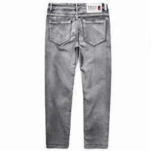 Мужские классические джинсы эластичные узкие однотонная джинсовая мужская серая облегающие брюки брендовая одежда плюс размер 40 42 44 46