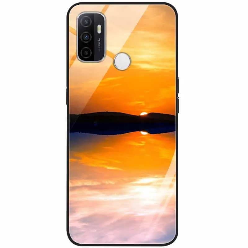 oppo phone back cover For OPPO A53s Case A53 Glass Tempered Hard Fashion Back Cover for OPPO A53 A 53s Phone Cases Luxury Bumper on for oppoA53 Coque oppo flip cover Cases For OPPO