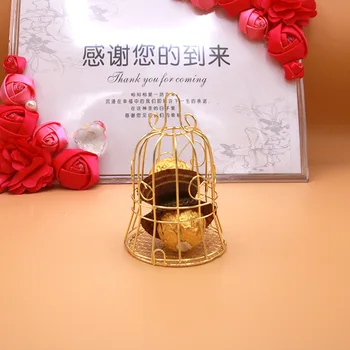 

Golden Bell Shaped Chocolate Box Small Metal Birdcage Candy Box WB920