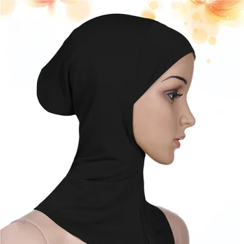 

Women Adjustable Muslim Hijab Neck Cover Scarf Bonnet Inner Hijab Cap Full Cover Bone Lady Islamic Muslim Headwear (35x24cm, Bla