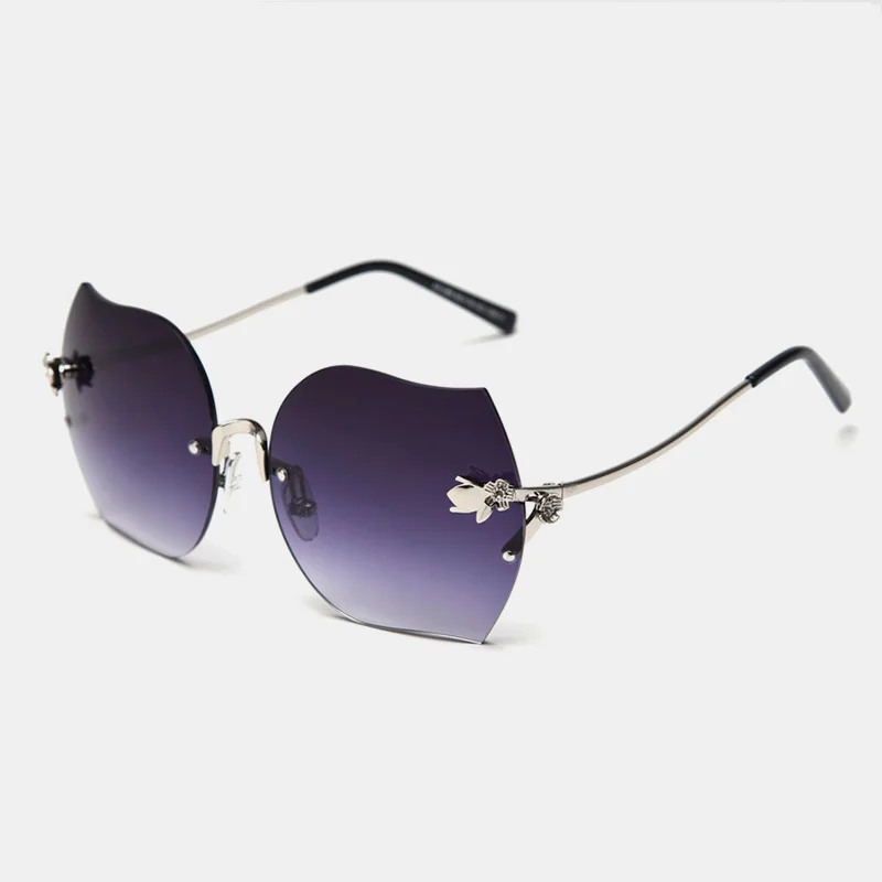 C56 Silver-Gray Новые модные женские солнцезащитные очки ROYAL GIRL, брендовые дизайнерские большие солнцезащитные очки с цветочной отделкой ss294 - Цвет линз: C56 Silver-Gray