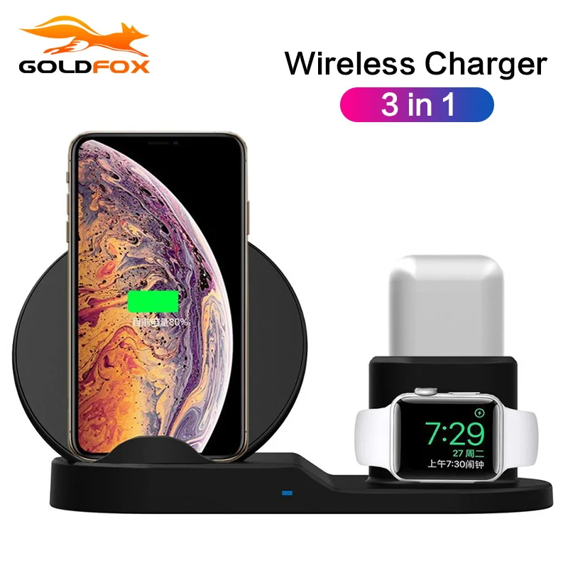 Беспроводное зарядное устройство Qi 10 Вт для iPhone Xs Max XR X 8 подставка быстрой