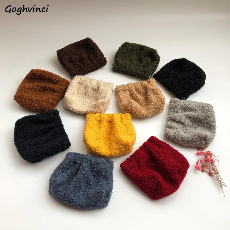 Кошельки для монет плюшевые зимние одноцветные женщин Kawaii мелочи мини простой