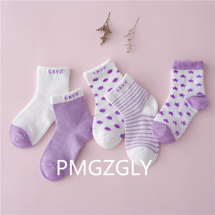 5 Pair Purple 5 пар в партии, носки для малышей Детские хлопковые носки на осень и весну носки для школьников носки-тапочки цветной носок для мальчиков и девочек - Цвет: 5 Pair Purple
