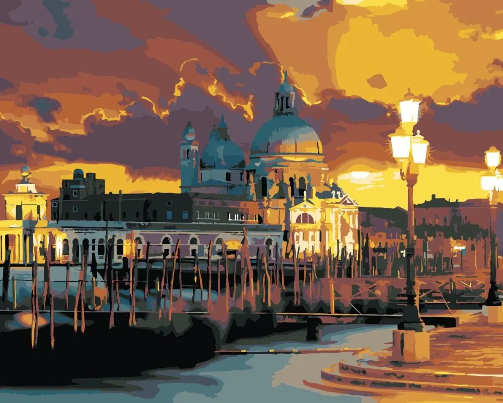 Dock Twilight. Ручная работа, краски, высокое качество, холст, красивая краска по номерам, сюрприз, подарок, большое свершение