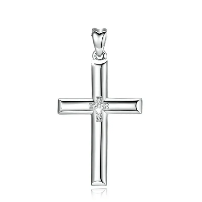 only pendant Юдора 925 подвеска в форме серебряного крестика ожерелье Твердое Серебро крест кристалл ожерелье ювелирные украшения с коробкой для женщин мужчин CYD468 - Окраска металла: only pendant