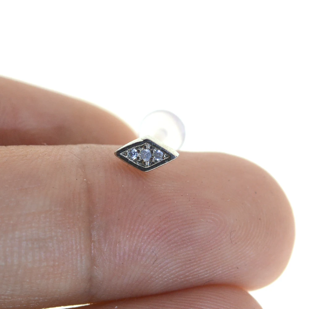 Trendy Piercing Plastic in purple labret with flexible tip Cone Jewelry