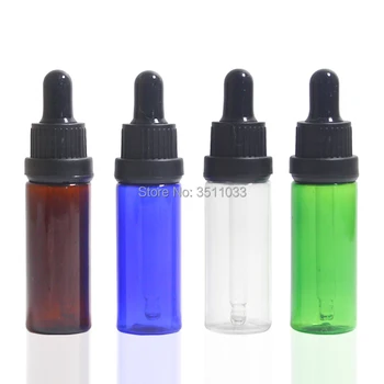 

20ml Green Plastic Essential Oil Bottle, 20CC Brown Refillable Vial Clear Blue Cosmetic Essence Bottle Black Anti-theft Cap Vial